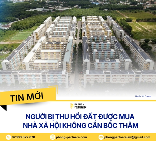 NGƯỜI BỊ THU HỒI ĐẤT ĐƯỢC MUA NHÀ XÃ HỘI KHÔNG CẦN BỐC THĂM
