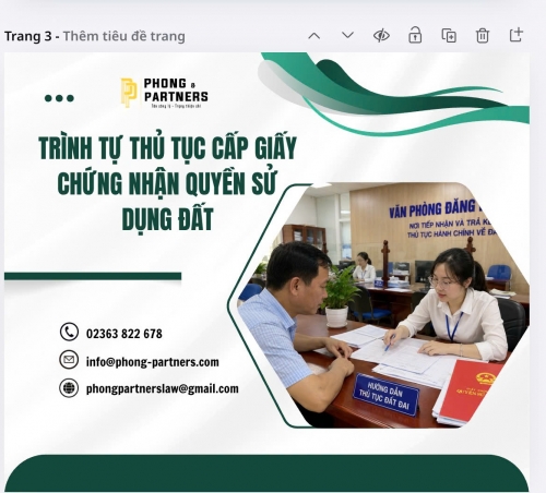 TRÌNH TỰ THỦ TỤC CẤP GIẤY CHỨNG NHẬN QUYỀN SỬ DỤNG ĐẤT