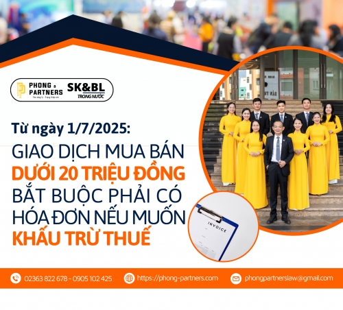 TỪ NGÀY 1/7/2025, GIAO DỊCH MUA BÁN DƯỚI 20 TRIỆU ĐỒNG BẮT BUỘC PHẢI CÓ HOÁ ĐƠN NẾU MUỐN KHẤU TRỪ THUẾ