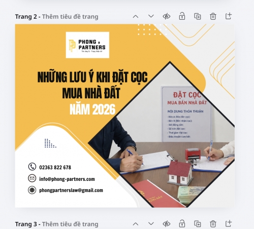 NHỮNG LƯU Ý KHI ĐẶT CỌC MUA NHÀ ĐẤT NĂM 2026