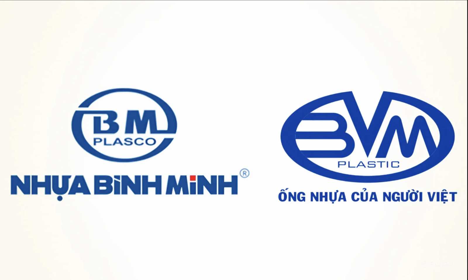 Logo Công ty CP Nhựa Bình Minh (trái) và Công ty CP Nhựa Bình Minh Việt